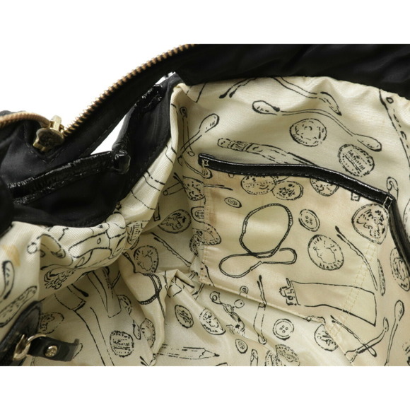 KATE SPADE Kate Small Karen shoulder bag handbag nylon patent leather black PXRU - Picture 7 of 9